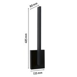 Schwarze LED-Wandleuchte aus Metall mit schlankem Design und Maßen 485x115x80 mm für moderne Beleuchtung