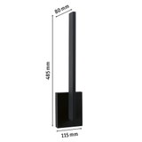 Schwarze LED-Wandleuchte aus Metall mit schlankem Design und Maßen 485x115x80 mm für moderne Beleuchtung