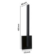 Schwarze LED-Wandleuchte aus Metall mit schlankem Design und Maßen 485x115x80 mm für moderne Beleuchtung