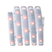 Flexibler LED-Lichtstreifen mit roten Leuchtdioden und selbstklebender Rückseite für vielseitige Beleuchtung.