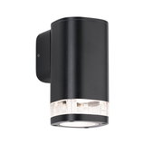 Black aluminum wall light with clear diffuser for modern outdoor lighting solutions