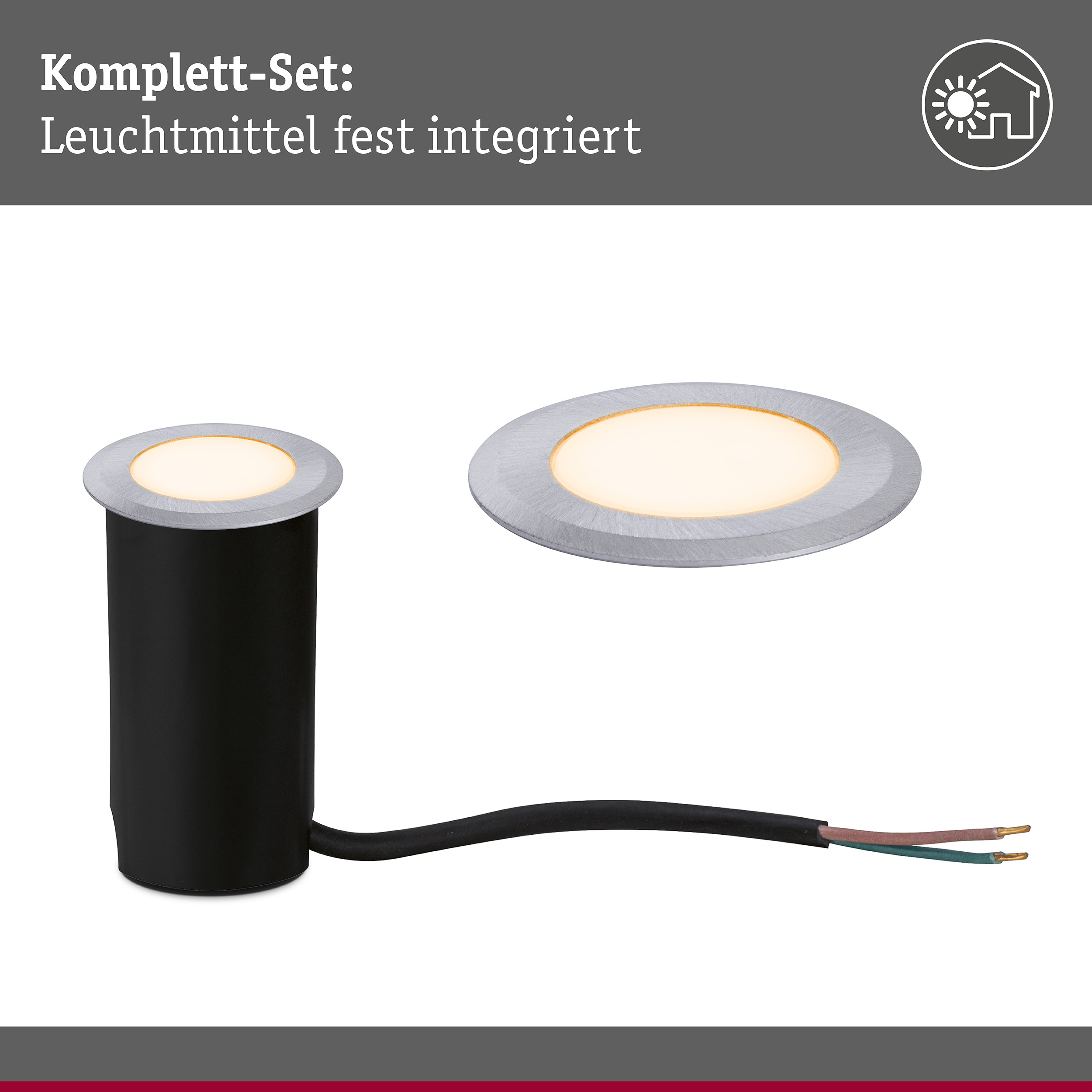 LED Bodeneinbauleuchte Floor insektenfreundlich IP67 rund 50mm 2200K 2,2W 60lm 230V Alu Kunststoff/Metall