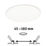 Round white LED ceiling light with adjustable installation size from 45 to 160 mm for modern lighting