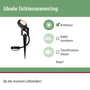 Zwarte LED-tuinschijnwerper met grondpen zonder kabelmontage