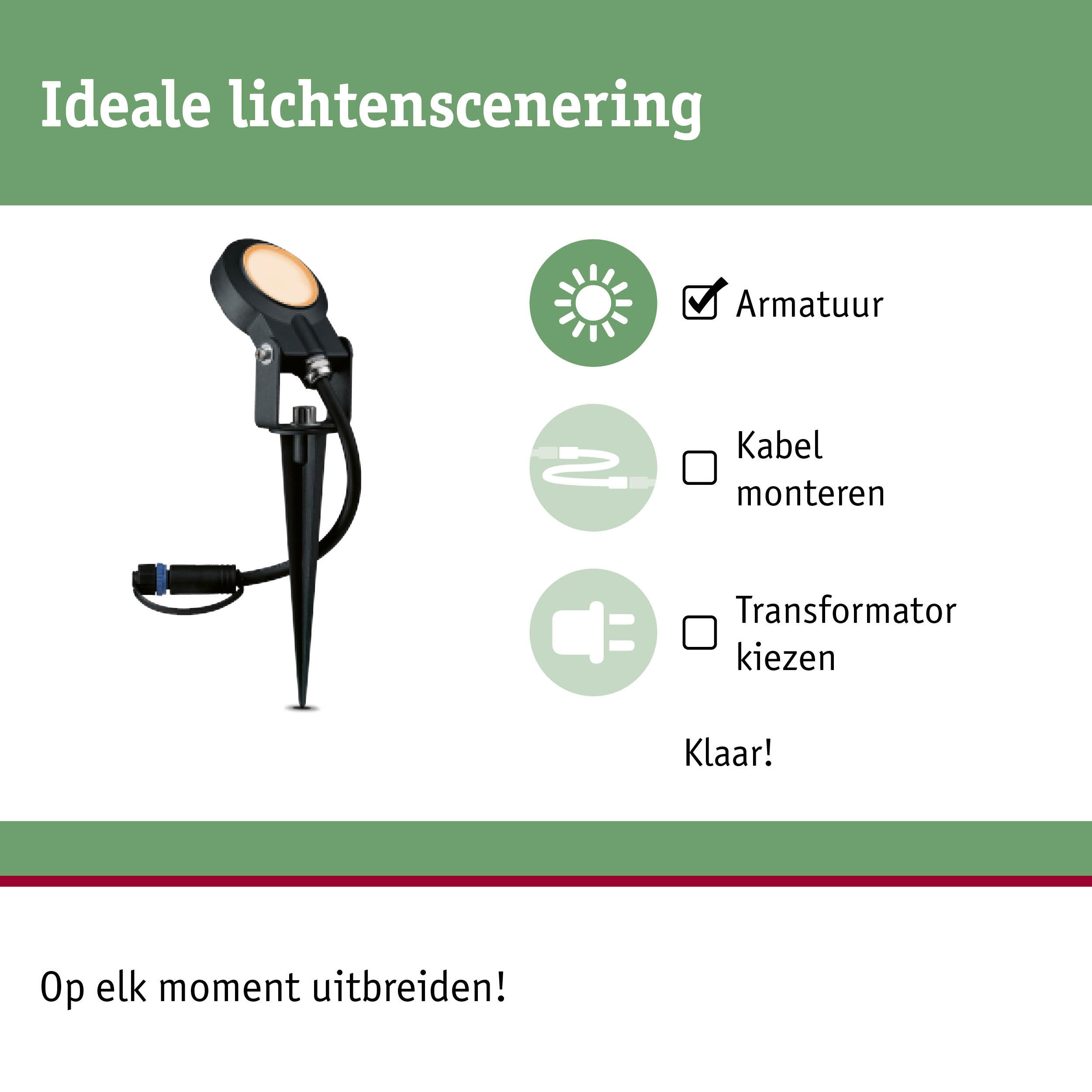 Zwarte LED-tuinschijnwerper met grondpen zonder kabelmontage
