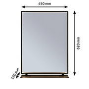 Rektangulært spejl med sort metalramme og hylde, mål 450x620x120 mm, boligindretning spejl