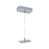 Zilverkleurige metalen ophangrail met stalen kabel voor plafondmontage van lampen