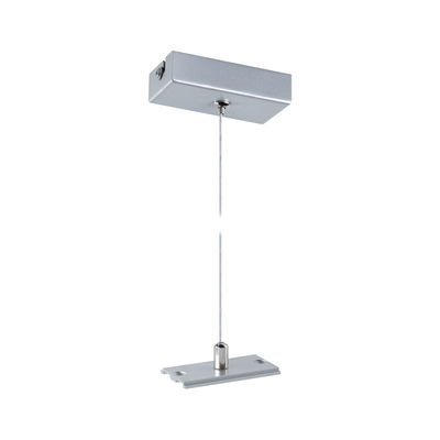 Zilverkleurige metalen ophangrail met stalen kabel voor plafondmontage van lampen