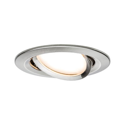 Round brushed stainless steel spotlight with adjustable LED light for versatile room lighting