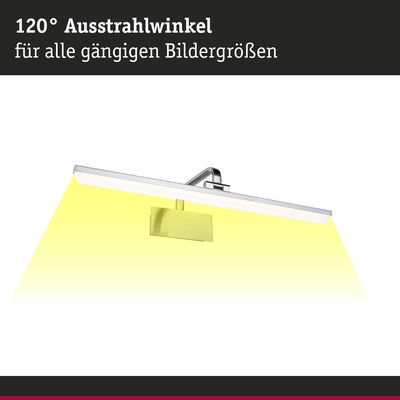 LED-Bilderleuchte in Silber mit 120° Ausstrahlwinkel für verschiedene Bildgrößen