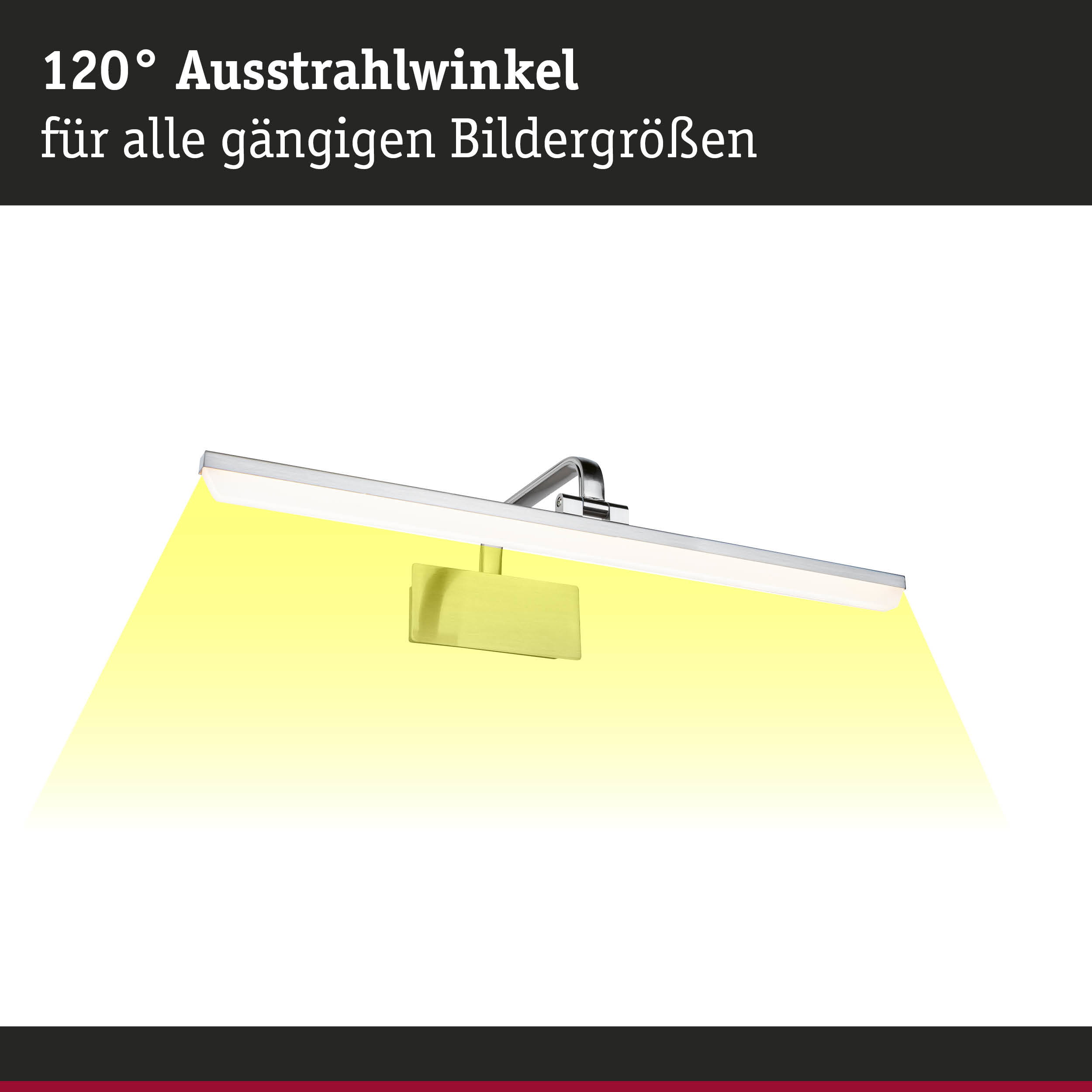 Moderne LED-Wandleuchte aus Metall in Silber mit 120° Ausstrahlwinkel für Bildbeleuchtung