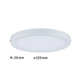 Platte witte LED-plafondlamp van kunststof met 220 mm diameter en 20 mm hoogte