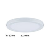 Flache weiße LED-Deckenleuchte aus Kunststoff mit 220 mm Durchmesser und 20 mm Höhe