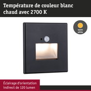 Applique murale LED noire avec lumière blanc chaud 2700K et 120 lumens pour éclairage indirect