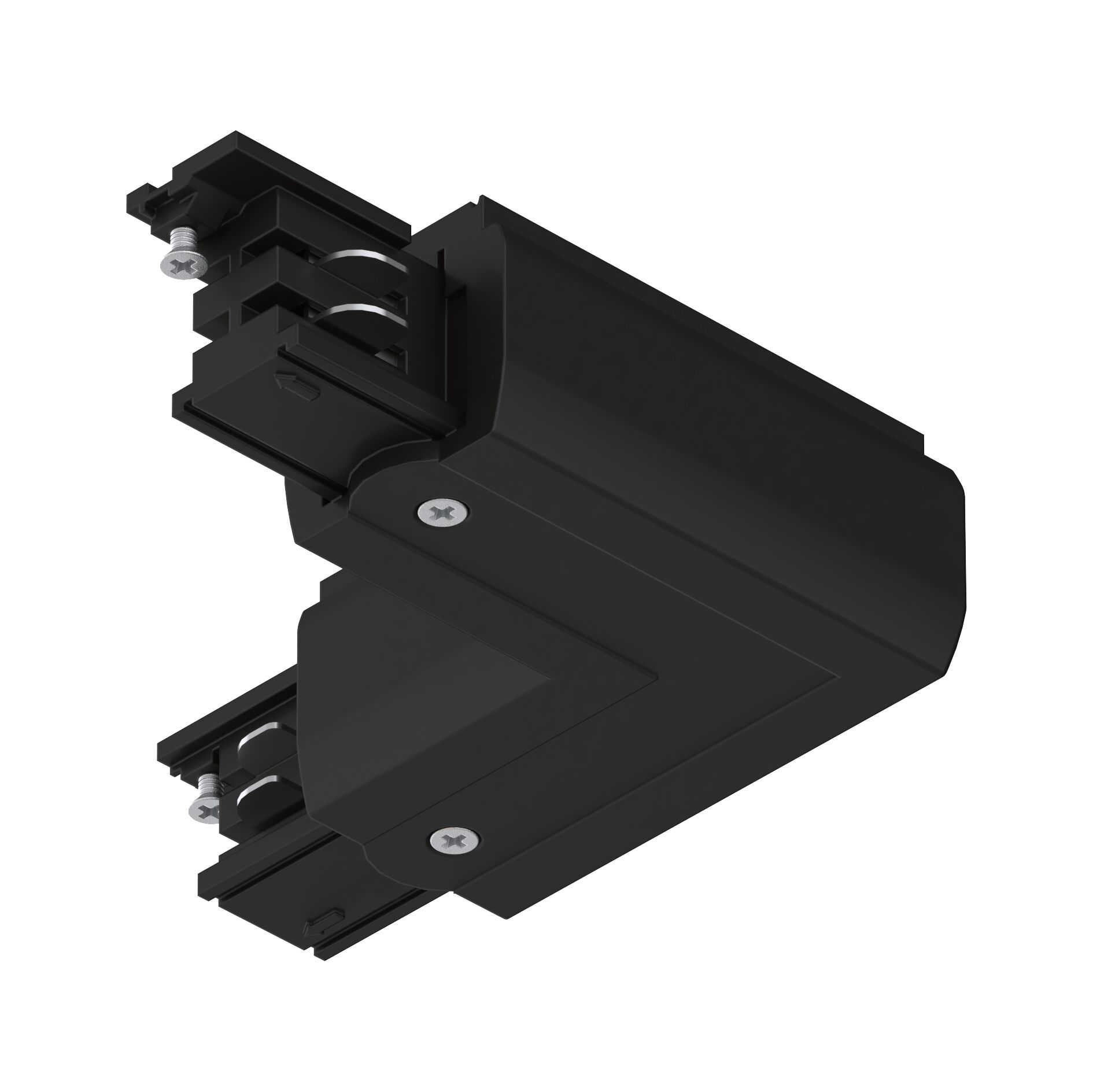 ProRail3 Connector L-part Interior 101x101mm max. 3680W Black Black plastic corner connector for track lighting system with screw fasteners