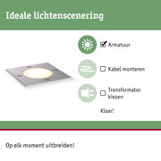 Vierkante inbouwspot van roestvrij staal met warm wit licht voor flexibele lichtscènes