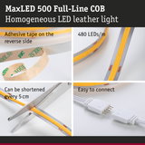 MaxLED 500 COB LED strip with adhesive tape, yellow, 480 LEDs/m, cuttable and easy to connect
