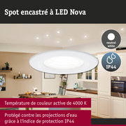 Spot encastré LED Nova blanc avec lumière blanc neutre et indice de protection IP44 contre l'eau