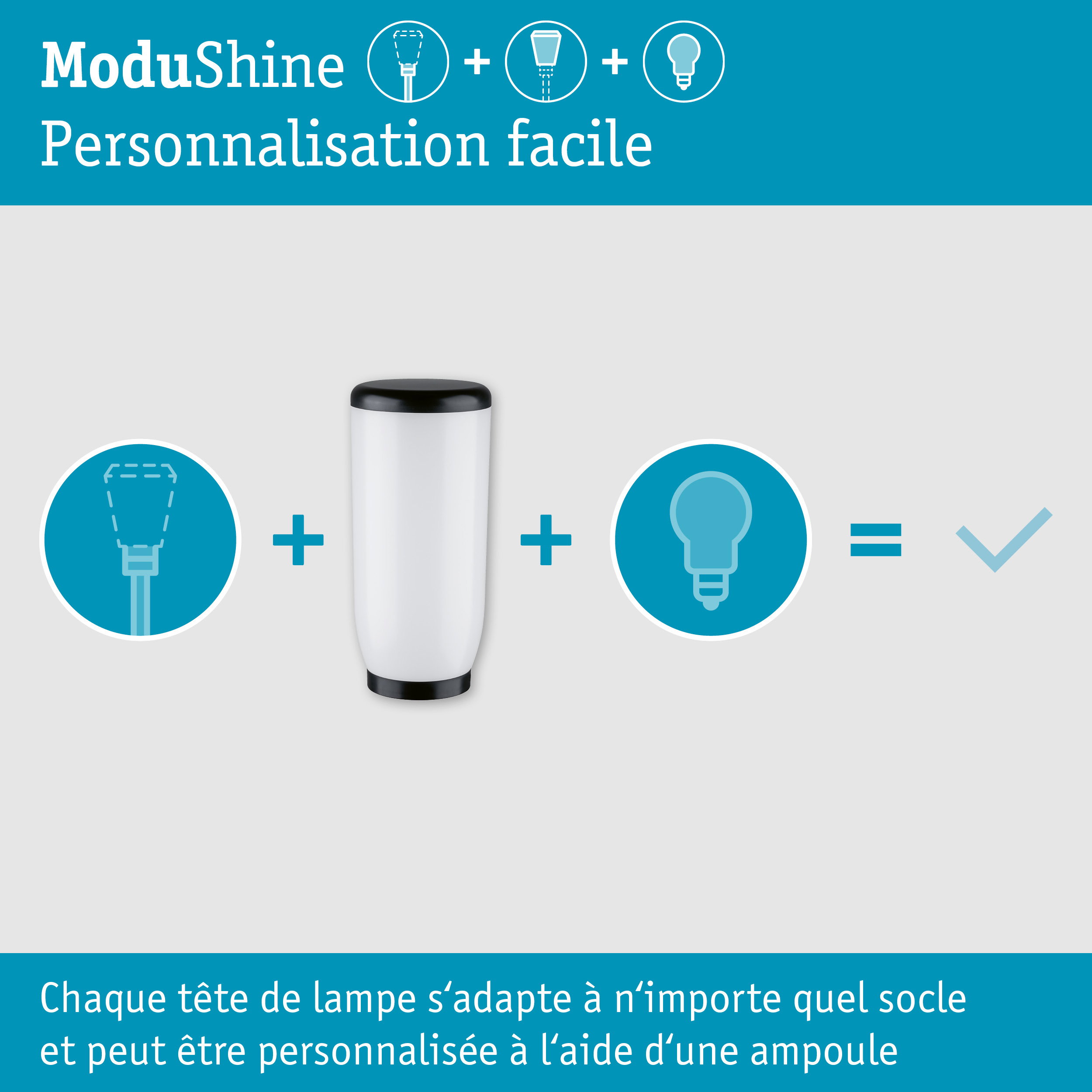 ModuShine Abat-jour Velurio IP44 cylindrique Anthracite/Blanc