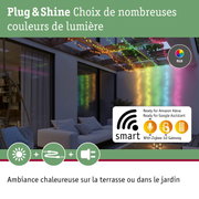 Guirlande lumineuse RGB sur pergola en bois pour terrasse avec contrôle intelligent Zigbee