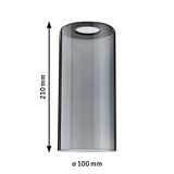 Cylindrical grey glass lampshade 210 mm high and 100 mm diameter for LED lighting fixtures
