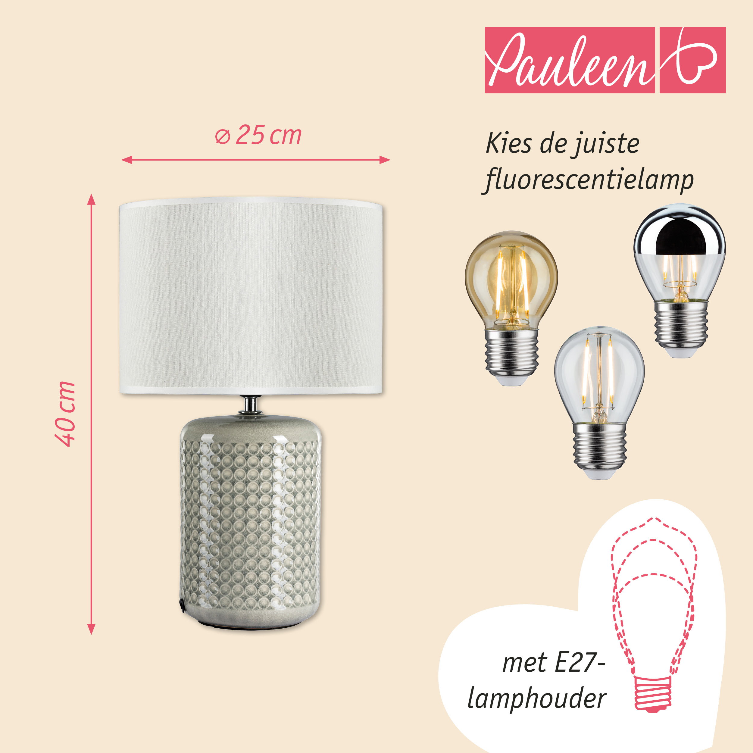 Paulmann Pauleen LED-tafellamp Go for Glow E27 max. 20W Beige/Grijs/Groen