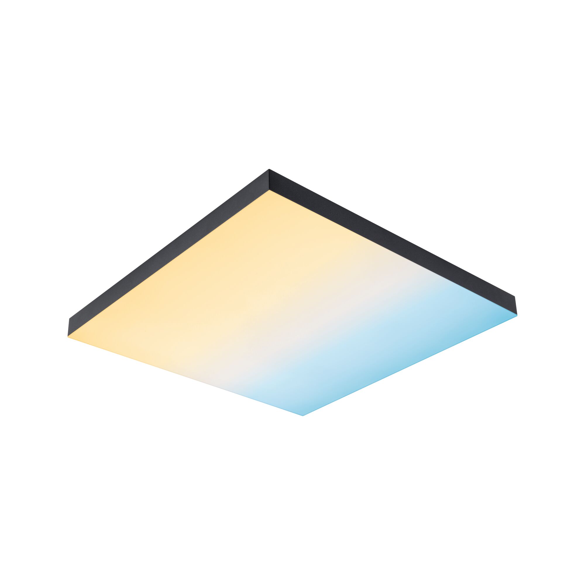 Quadratische LED-Deckenleuchte mit schwarzem Rahmen und warmweißem bis kaltweißem Licht für Wohnräume