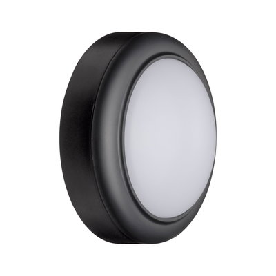 Plafonnier LED rond avec boîtier noir et diffuseur blanc pour éclairage intérieur moderne