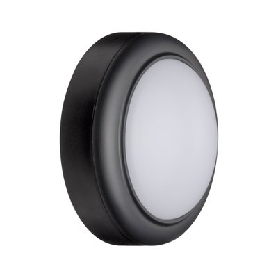 Plafonnier LED rond avec boîtier noir et diffuseur blanc pour éclairage intérieur moderne