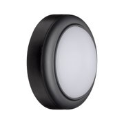 Round LED ceiling light with black housing and white diffuser for modern indoor lighting