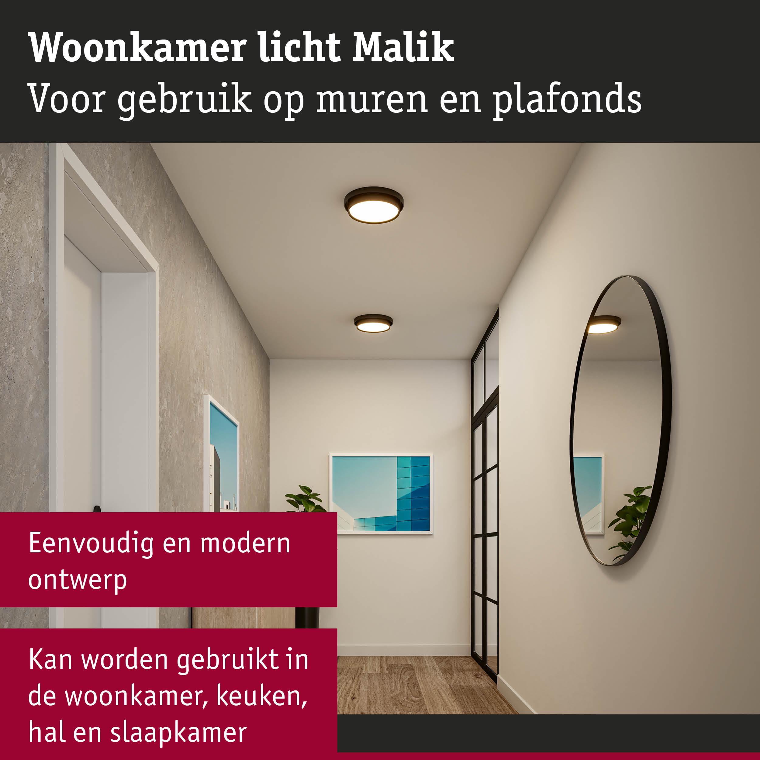 Moderne Malik plafond- en wandlamp zwart voor woonkamer en hal met warm wit licht