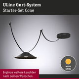 Schwarzes ULine Gurt-System Starter-Set Cone mit warmweißem Licht und verstellbarem Kabel für flexible Beleuchtung