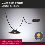 Schwarzes ULine Gurt-System Starter-Set Cone mit warmweißem Licht und flexiblen Kabeln für Beleuchtung