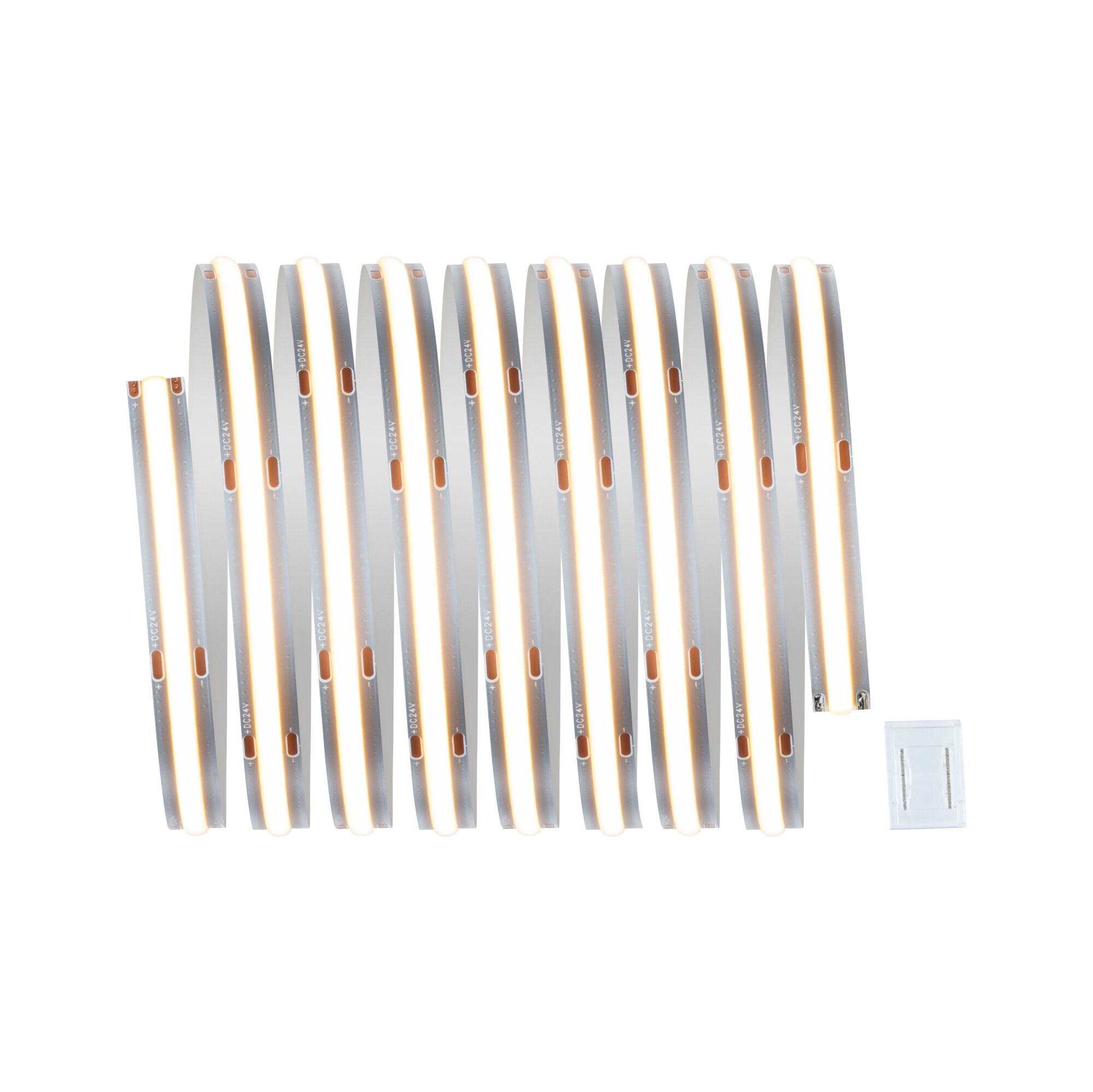 Bande LED flexible avec lumière blanc chaud et base argentée pour éclairage polyvalent