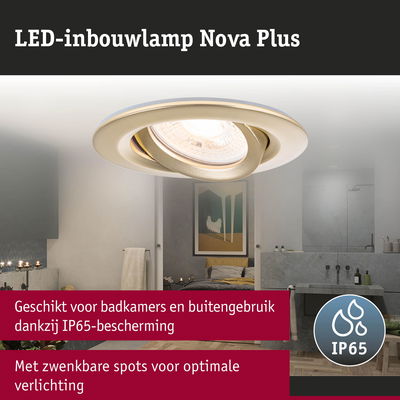 Beige LED-inbouwspot Nova Plus met IP65 bescherming voor badkamer en buitengebruik
