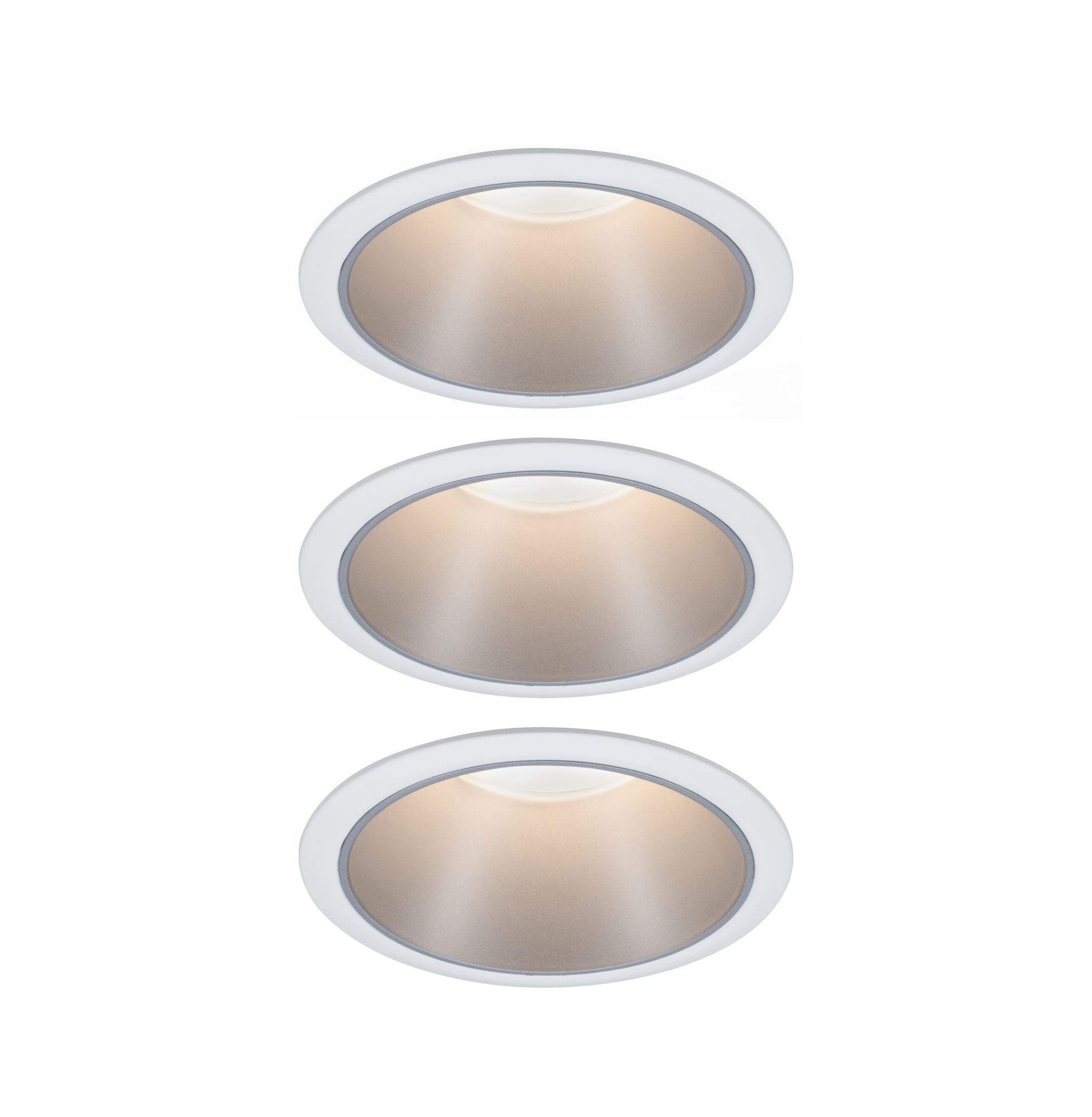 LED Downlight 3-Step-Dim Cole Coin 3-piece set IP44 round 88mm Coin 3x6W 3x470lm 230V dimmable 2700K White/Silver matt Round LED recessed spotlight with white frame and warm white light for modern indoor lighting