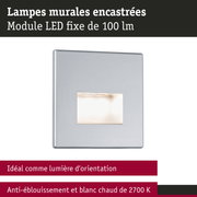 Lampe murale encastrée en métal argenté LED 100 lm avec lumière blanche chaude 2700K anti-éblouissement