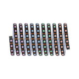 Bandes LED colorées avec LEDs roses, bleues, vertes et orange sur circuit noir pour éclairage flexible.