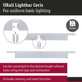 URail Lightbar Ceris white rail with tool-free connectors and memory reset for uniform basic lighting