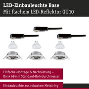 LED-Einbauleuchte Base mit schwarzem Kabel und weißem GU10 LED-Reflektor für einfache Montage
