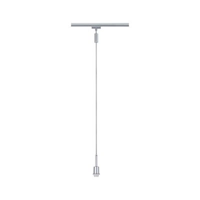Silver pendant with metal cable and mount for track system, modern lighting accessory