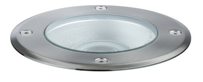 Ronde inbouw-LED-lamp van geborsteld roestvrij staal met glazen afdekking voor vloerverlichting
