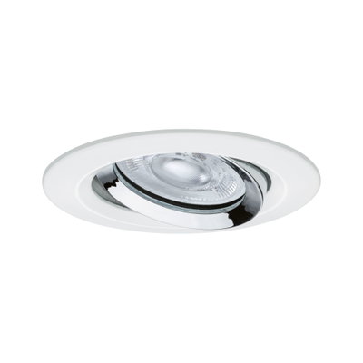Round white recessed light with adjustable chrome reflector for modern LED lighting