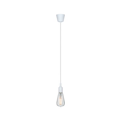 Minimalistische weiße Pendelleuchte mit klarem Glühbirnen-Design für moderne Wohnräume und LED-Beleuchtung
