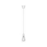 Minimalistische weiße Pendelleuchte mit klarem Glühbirnen-Design für moderne Wohnräume und LED-Beleuchtung
