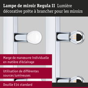 Lampe de miroir Regula II en chrome avec douille E14 et deux ampoules pour éclairage de salle de bain