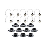 Twelve black recessed spotlights with white cable connectors for LED ceiling lighting setup