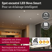 Spot encastré LED Nova Smart dimmable avec mémoire pour éclairage intelligent compatible domotique