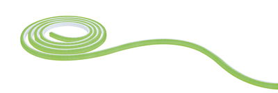 Flexible green LED light strip with white core for decorative lighting and accent highlights