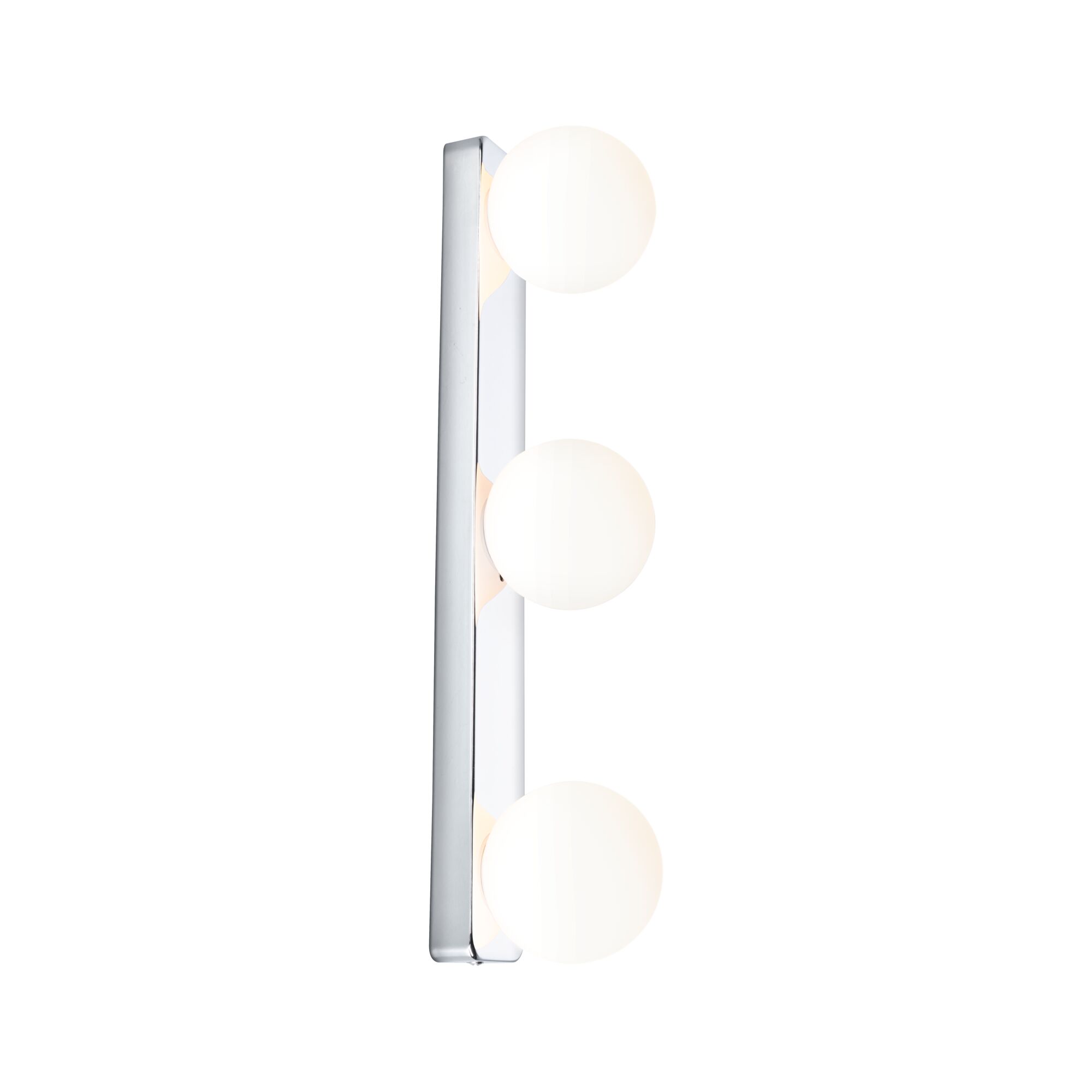 Selection Bathroom Wandleuchte Gove IP44 G9 230V max. 3x20W dimmbar Chrom/Satin Moderne Wandlampe mit drei weißen Glaskugeln und verchromtem Metallrahmen für stilvolle Beleuchtung
